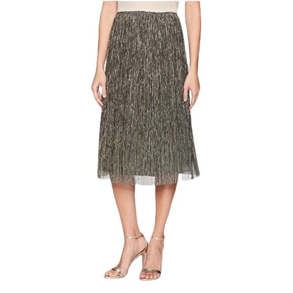 Halston Heritage Dresses & Skirts - Halston Heritage Black Metallic Jersey Midi Skirt Pleated